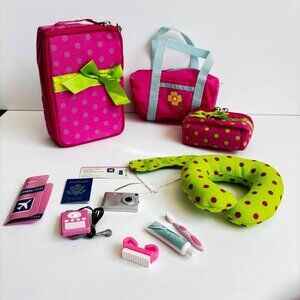 OG Our Generation Travel Lot Set Suitcase Toiletries 18" Doll Accessories Hair